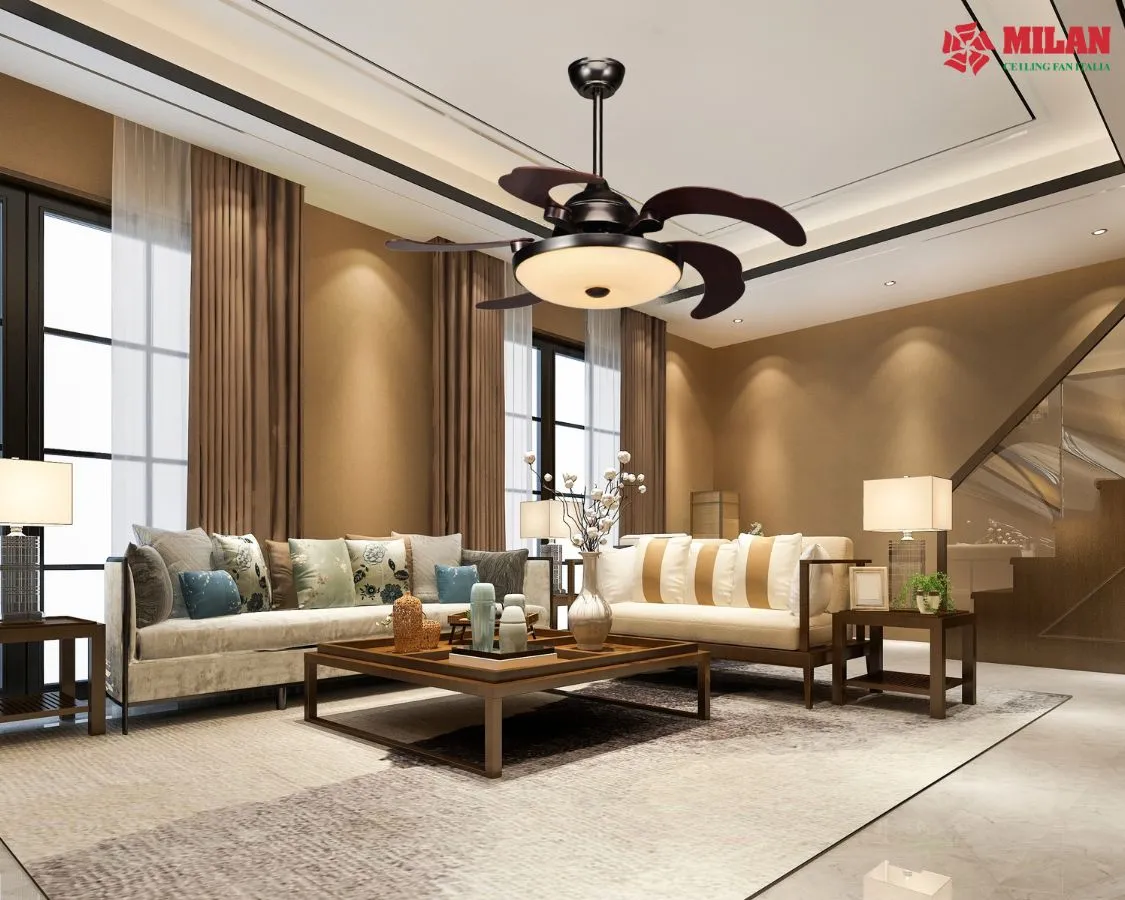Quạt trần đèn trang trí đẹp giấu cánh FY555